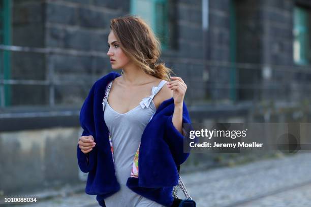 Elena Carrière wearing a complete Marc Cain look during the Berlin Fashion Week July 2018 on July 3, 2018 in Berlin, Germany.