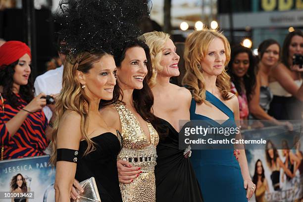 Sarah Jessica Parker, Kristin Davis, Kim Cattrall and Cynthia Nixon attend the UK premiere of Sex And The City 2 at Odeon Leicester Square on May 27,...