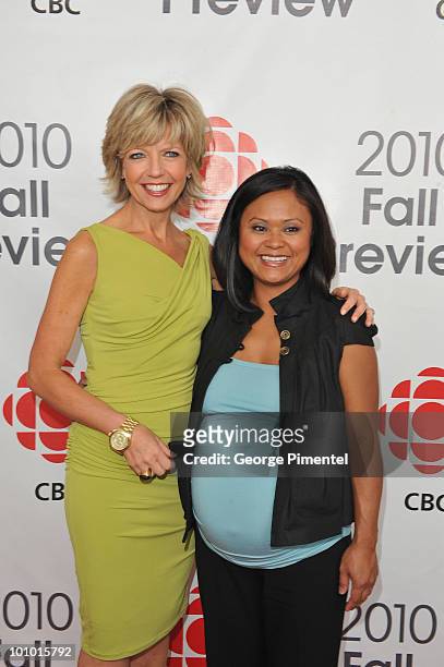 News anchora Heather Hiscox and Marivel Taruc attend CBC Television 2010 Fall Preview at the CBC Broadcast Centre on May 27, 2010 in Toronto, Canada.