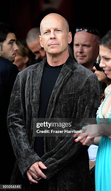 Actor Bruce Willis attends the star ceremony for actor Sir Ben Kingsley, who was honored with the 2,410th Star on the Hollywood Walk of Fame on May...