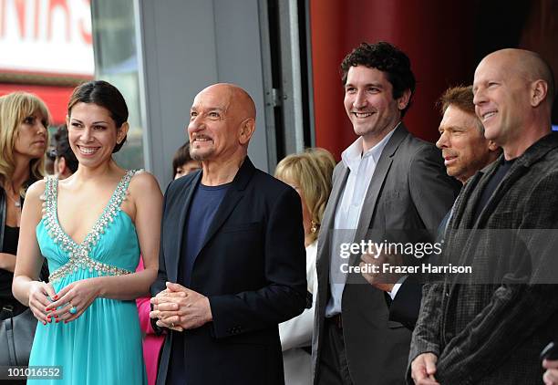 Actor Ben Kingsley , his wife Daniela Lavender , his son Edmund Kingsley, producer Jerry Bruckheimer and actor Bruce Willis attend the star ceremony...