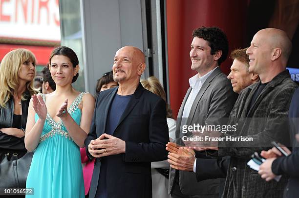 Actor Ben Kingsley , his wife Daniela Lavender , his son Edmund Kingsley, producer Jerry Bruckheimer and actor Bruce Willis attend the star ceremony...