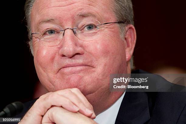 Glenn Tilton, chairman, president and chief executive officer of United Airlines, listens during an Antitrust, Competition Policy and Consumer Rights...