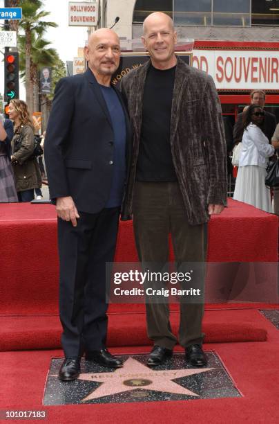 Sir Ben Kingsley with Bruce Willis after being honored with a star on the Hollywood Walk Of Fame on May 27, 2010 in Hollywood, California.