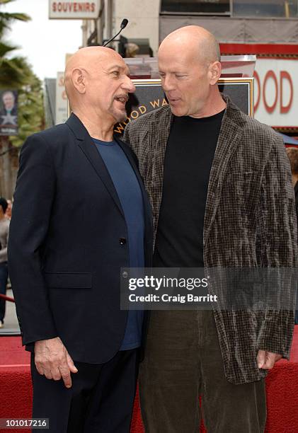 Sir Ben Kingsley with Bruce Willis after being honored with a star on the Hollywood Walk Of Fame on May 27, 2010 in Hollywood, California.