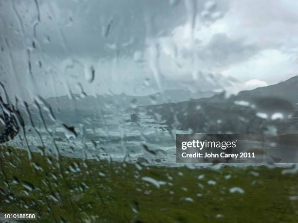rain swept wild atlantic way view - bad weather on window stock pictures, royalty-free photos & images