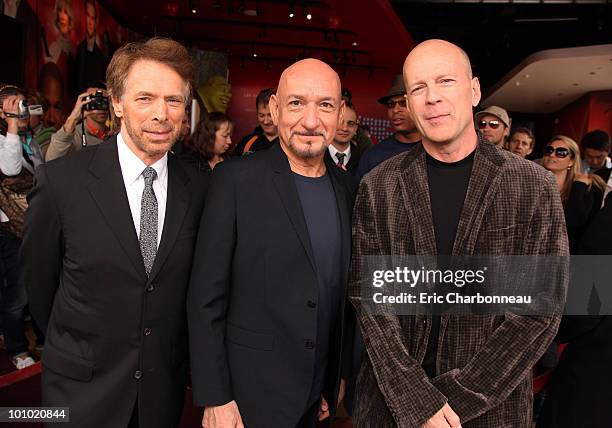 Producer Jerry Bruckheimer, Sir Ben Kingsley and Bruce Willis at the Award Winning Actor Sir Ben Kingsley star ceremony on the Hollywood Walk of Fame...