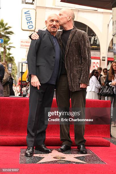 Sir Ben Kingsley and Bruce Willis at the Award Winning Actor Sir Ben Kingsley star ceremony on the Hollywood Walk of Fame on May 27, 2010 in...