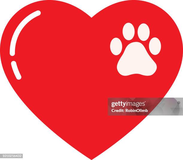 small paw print heart - footprint heart shape stock illustrations