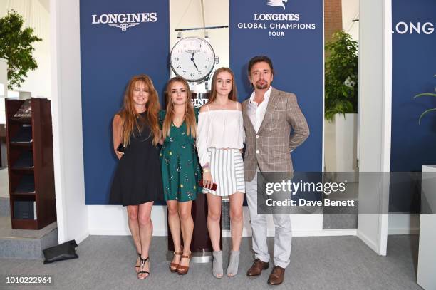 Mindy Hammond, Isabella Hammond, Willow Hammond and Richard Hammond attend the Longines hospitality lounge during the Global Champions Tour at Royal...