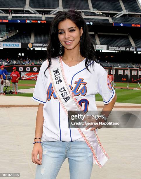 Miss USA Rima Fakih visits Citi Field on May 27, 2010 in the Flushing neighborhood of the Queens borough of New York City.