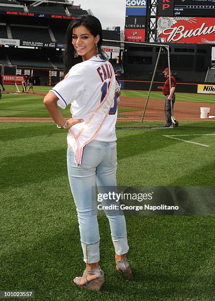 Miss USA Rima Fakih visits Citi Field on May 27, 2010 in the Flushing neighborhood of the Queens borough of New York City.