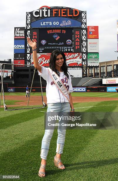 Miss USA Rima Fakih visits Citi Field on May 27, 2010 in the Flushing neighborhood of the Queens borough of New York City.