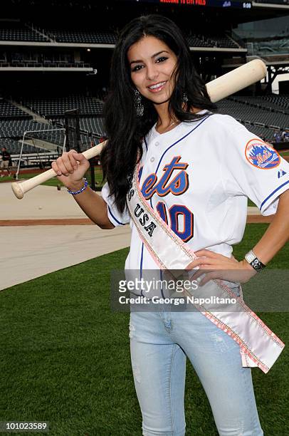 Miss USA Rima Fakih visits Citi Field on May 27, 2010 in the Flushing neighborhood of the Queens borough of New York City.