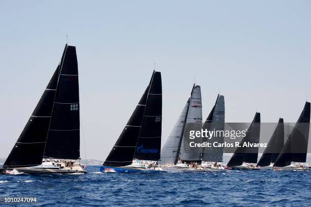 Sailing boats compete during a leg of the 37th Copa del Rey Mapfre Sailing Cup on August 3, 2018 in Palma de Mallorca, Spain.