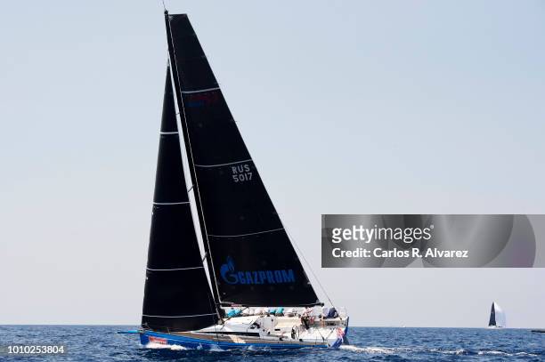 Sailing boat competes during a leg of the 37th Copa del Rey Mapfre Sailing Cup on August 3, 2018 in Palma de Mallorca, Spain.