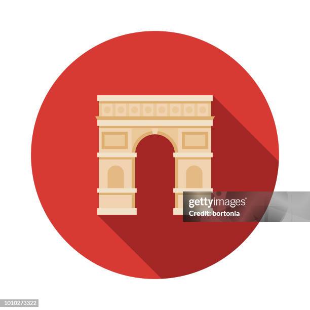 arc de triomphe flat design france icon - arc de triomphe stock illustrations