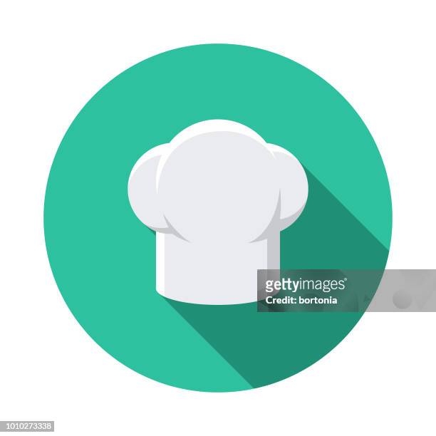 chef's hat flat design france icon - chef hat stock illustrations