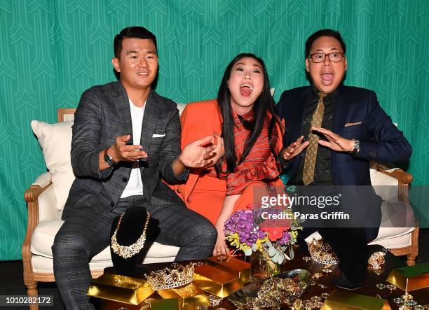 Ronny Chieng, Awkwafina, and Nico Santos attend "Crazy Rich Asians" Atlanta Red Carpet Screening After-Party at Twelve Hotel on August 2, 2018 in...