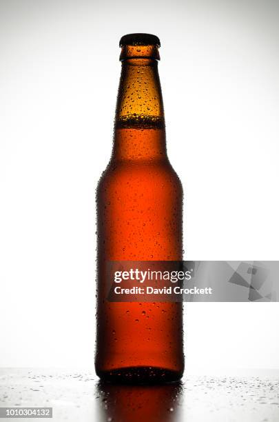 bottle of beer with condensation - garrafa de cerveja imagens e fotografias de stock