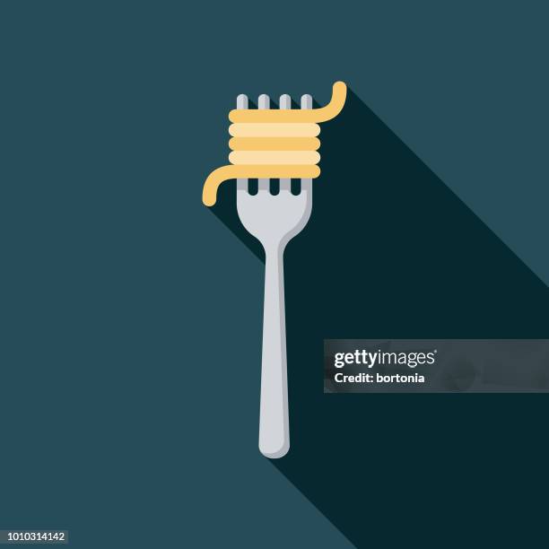pasta flat design italy icon - fork stock illustrations