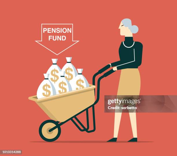 pension fund investment - women - happy retirement stock illustrations