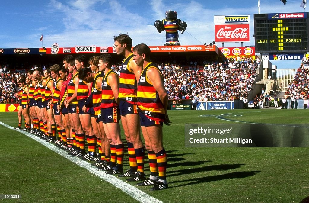 Adelaide Crows line up for anthem