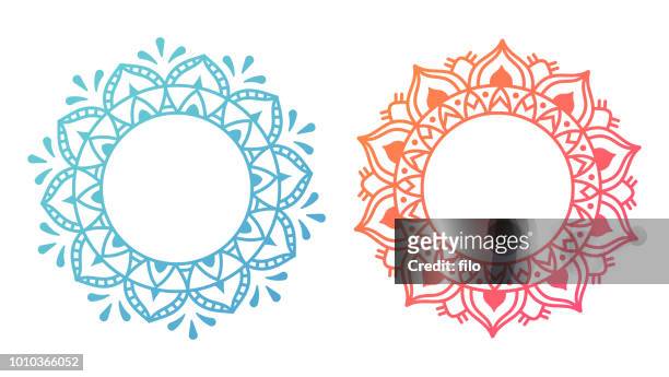 mandala pattern designs - arabic style stock illustrations
