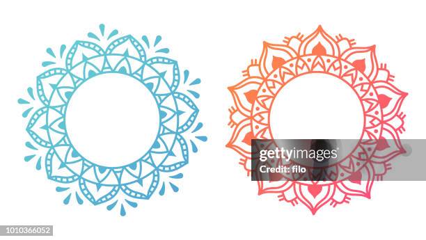 mandala pattern designs - decorative motif stock illustrations