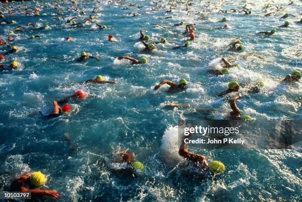 the ironman triathlon - woman swimmer freestyle stock pictures, royalty-free photos & images