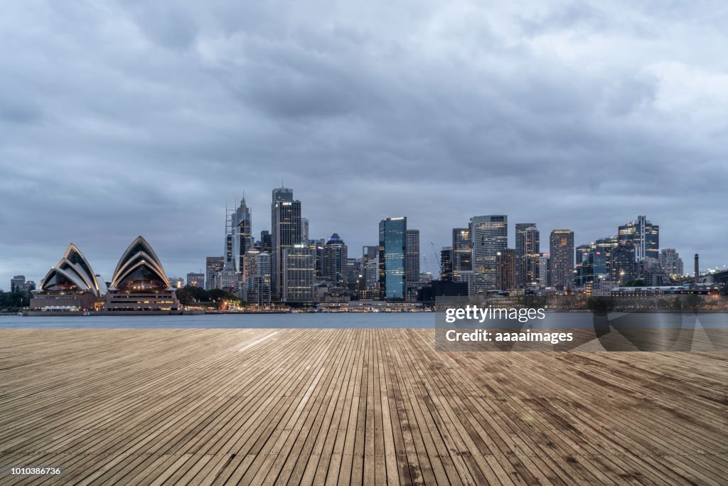Dusk view of Sydney downtown skyline,Australia