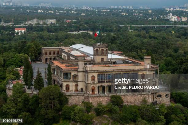 Aerial view of the Castillo de Chapultepec , one of Mexico's most emblematic historic buildings and currently home to the National Museum of History,...
