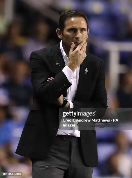 Derby County manager Frank Lampard during the Sky Bet Championship match at the Madejski Stadium, Reading.