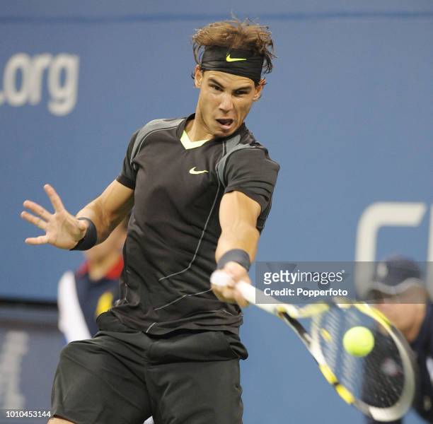 Rafael Nadal of Spain in action on day eleven of the 2010 US Open at the USTA Billie Jean King National Tennis Center in New York City on September...