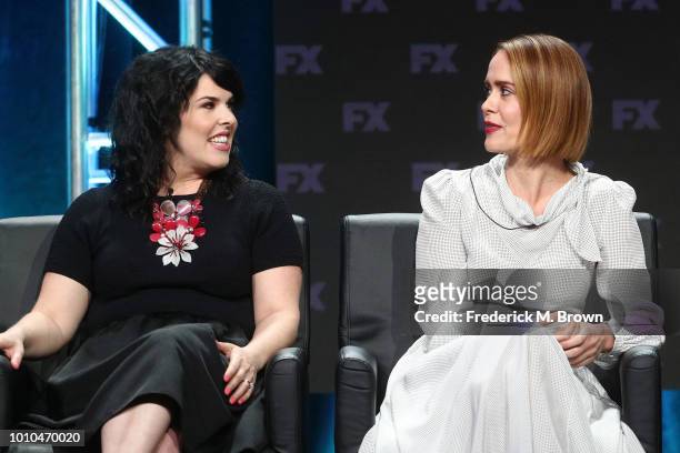 Executive producer Alexis Martin Woodall and actor Sarah Paulson speak onstage at the 'American Horror Story: Apocalypse' panel during the FX Network...