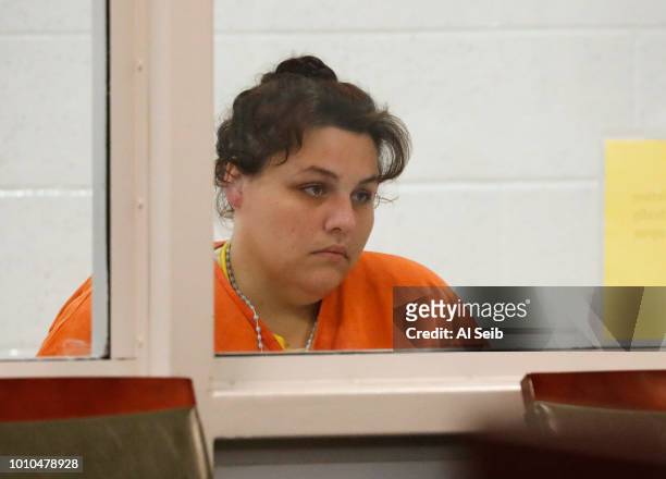 Heather Barron appears for a hearing in a Lancaster courtroom with boyfriend Kareem Ernesto Leiva, both charged with the torture murder of Barron's...