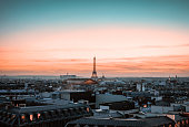 View on eiffel tower at sunset