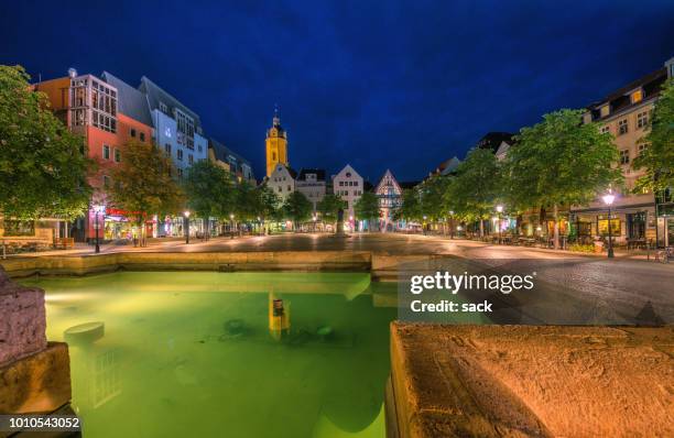 jena marktplatz nachts - jena stockfoto's en -beelden