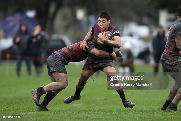 Nathan Healey of Hamilton Boys High School in action during the Schools Super 8 match between Hastings Boys High and Hamilton Boys High at Hastings...