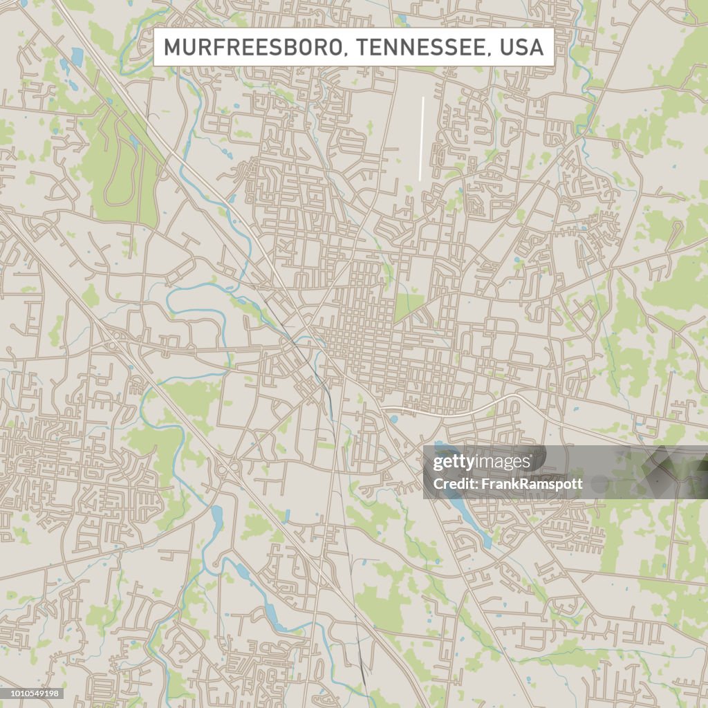 Mapa de calle de la ciudad de Murfreesboro Tennessee Estados Unidos