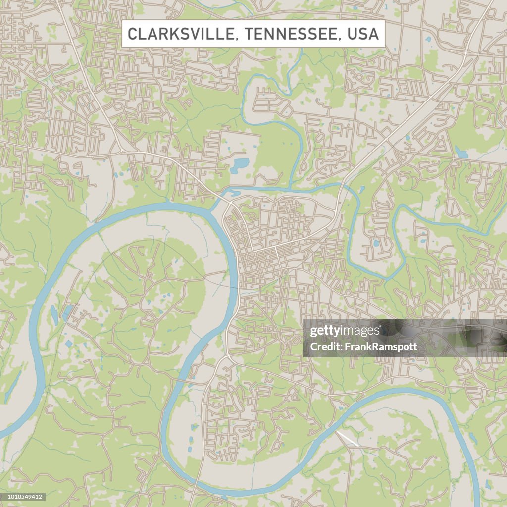 Clarksville Tennessee US City Street Map