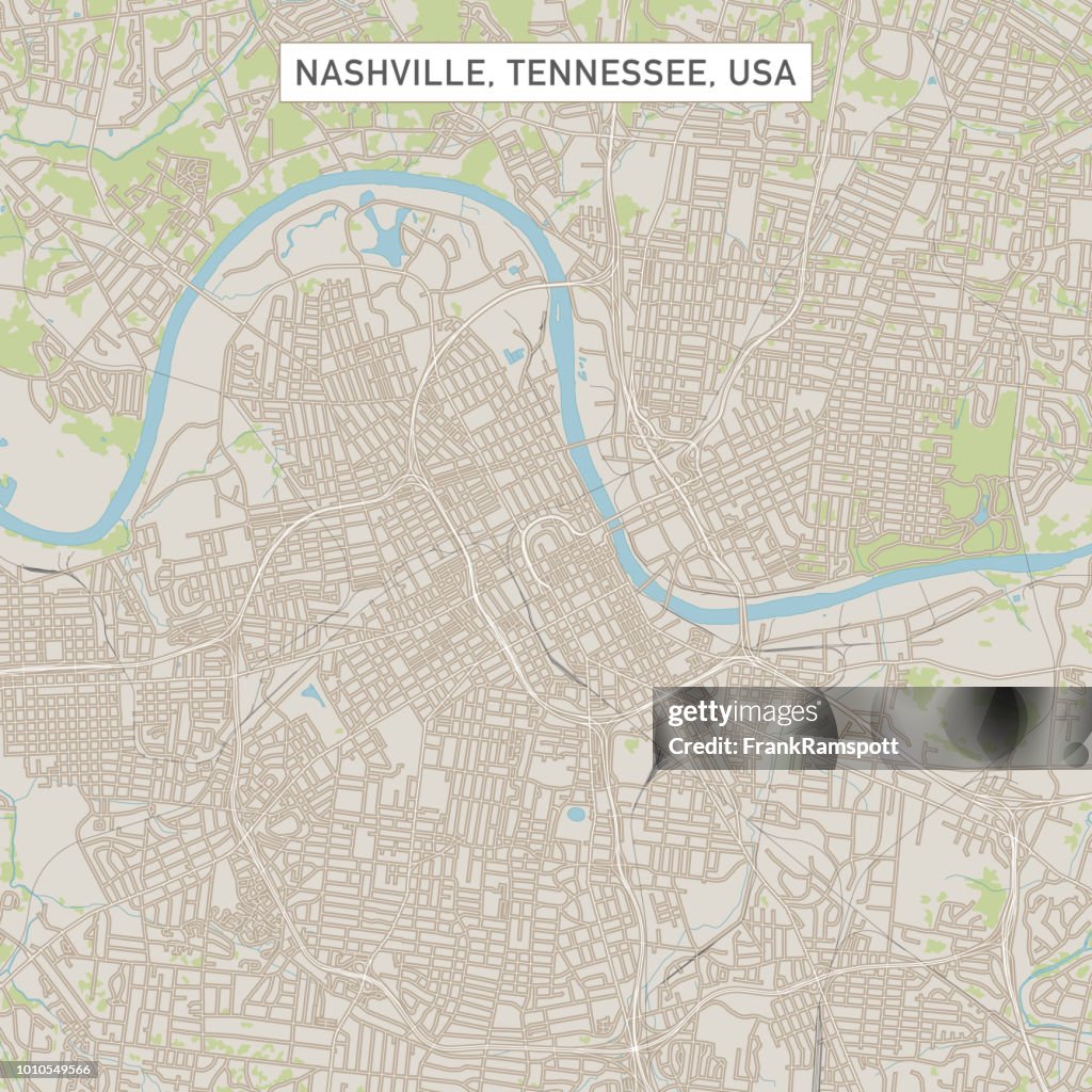 Nashville Tennessee US City Street Map