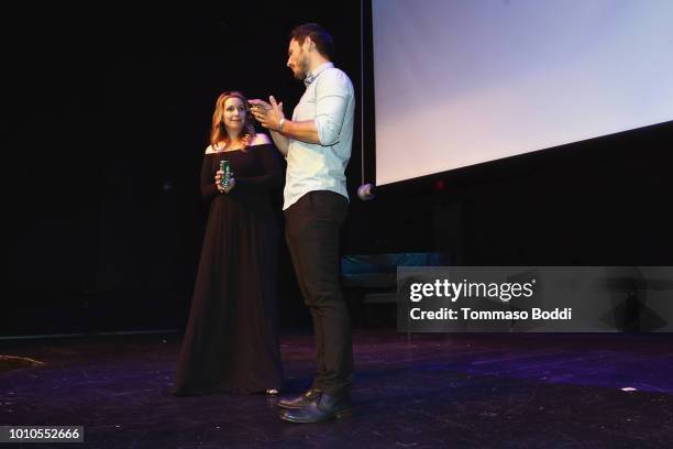 Autumn Federici and Jake Helgren attend the Red Carpet Screening Of "Babysitter's Nightmare" By The Ninth House And MarVista Entertainment held at...