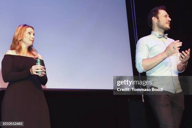 Autumn Federici and Jake Helgren attend the Red Carpet Screening Of "Babysitter's Nightmare" By The Ninth House And MarVista Entertainment held at...