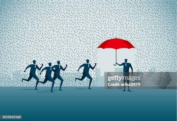 sheltering - sharing umbrella stock illustrations