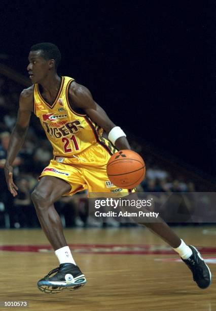 Lanard Copeland of the Melbourne Tigers in action against the Brisbane Bullets during the 1999 NBL Finals, from the Brisbane Convention Centre,...