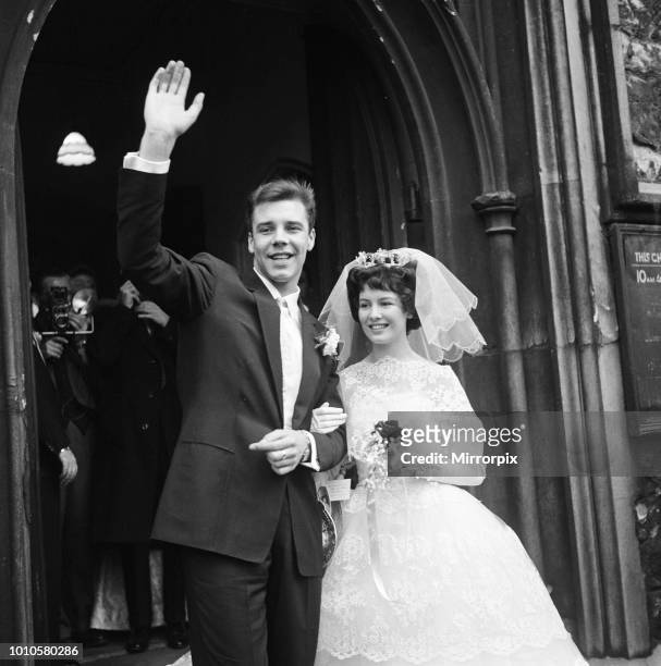 The wedding of Marty Wilde and Joyce Baker, held at Christ Church in Greenwich, 2nd December 1959.