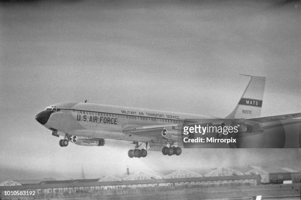 Air Force One taking off from Heathrow Airport, at the end of President Eisenhower's state visit to the United Kingdom, 2nd September 1959.
