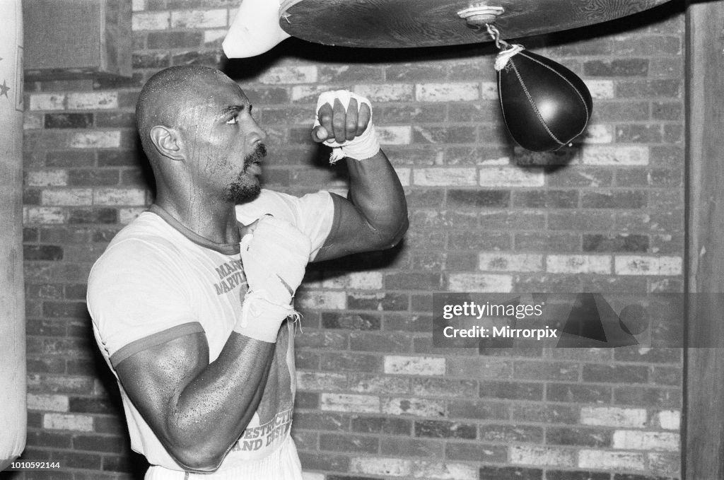 Marvin Hagler training ahead of his world title fight against champion Alan Minter