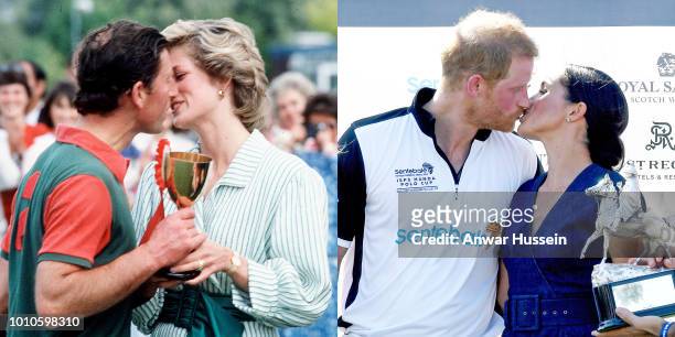 In this composite image a comparison has been made between Prince Charles, Prince of Wales and Diana, Princess of Wales and Prince Harry, Duke of...